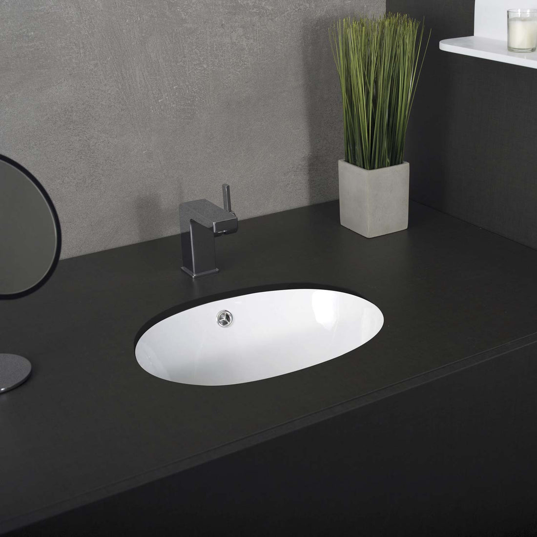 Dax Ceramic Oval Single Bowl Undermount Bathroom Basin White Ceramic