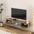 Floating Tv Stand, Wall Mounted Tv Shelf With Led Lights & Power Outlet,Wall Mounted Floating 65