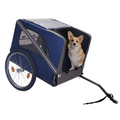 Dog Bike Trailer,Mesh Dog Cart With 3 Entrances, Safety Flag, 8 Reflectors, Folding Pet Carrier Wagon With 20 Inch Wheels, Bicycle Carrier For Medium And Small Sized Dogs Blue Gray Fabric Steel