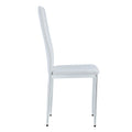 Grid Armless High Backrest Dining Chair, 6 Piece Set Of White Chairs And Plated Silver Legs, Office Chair. Suitable For Restaurants, Living Rooms, Kitchens, And Offices. 0924 White Foam Pu