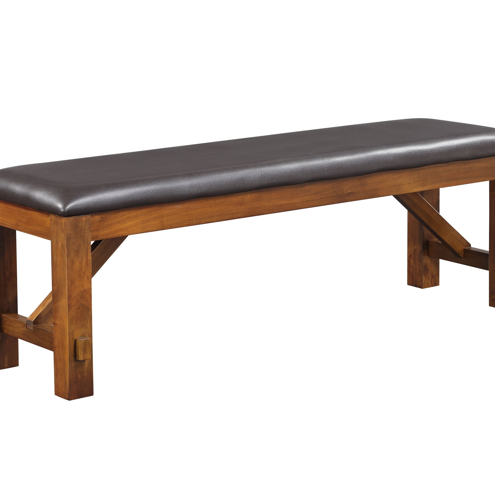 Espresso And Walnut Bench With Padded Seat Solid Espresso Dining Room Foam Rectangular 1 Faux Leather