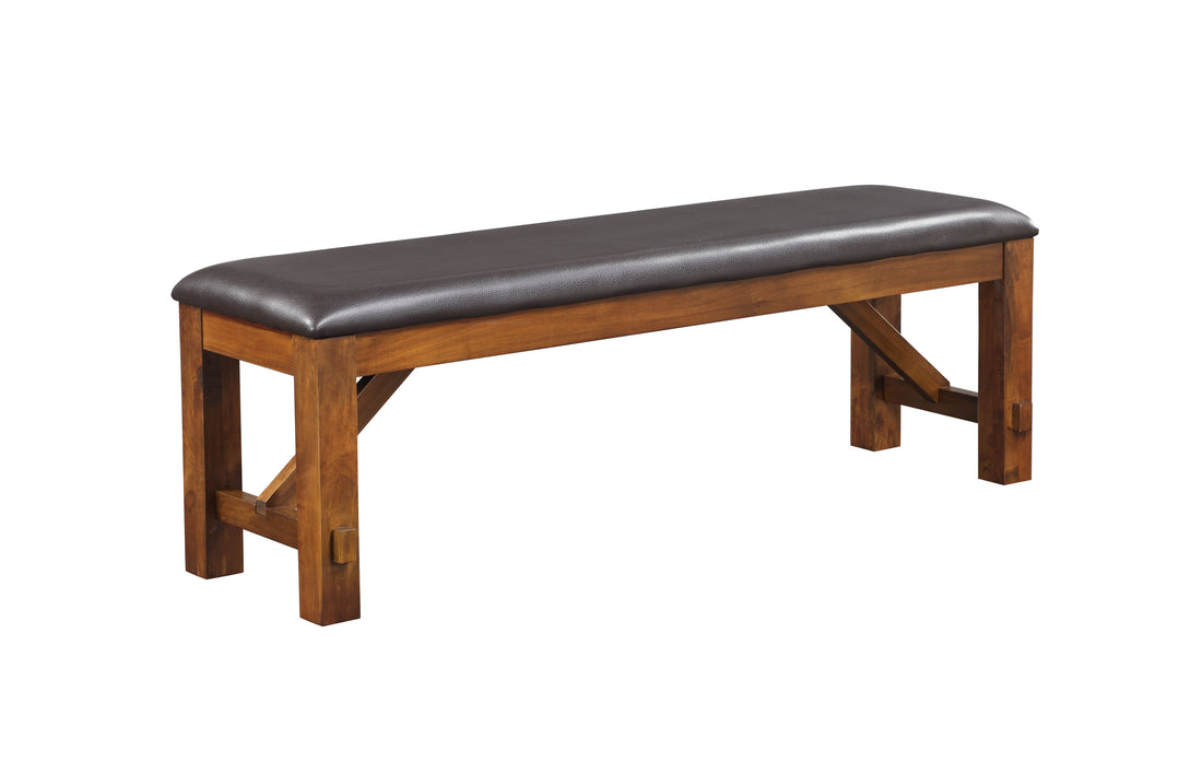 Espresso And Walnut Bench With Padded Seat Solid Espresso Dining Room Foam Rectangular 1 Faux Leather