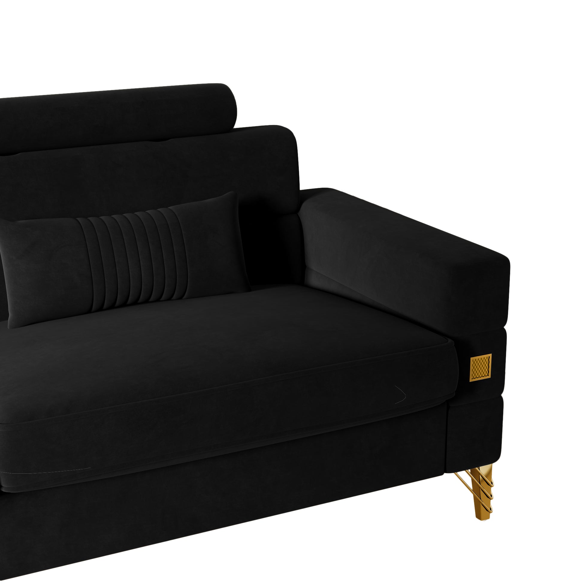 Fx P15 Bk Sofa Temu Suitable Black Velvet 2 Seat