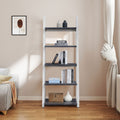 5 Tier Shelves,Bookshelf, Storage Rack, Bookcase With Rubber Wood Frame, Ladder Shelf For Living Room, Home Office, Kitchen, Bedroom, Apartment Grey White Solid Wood Mdf