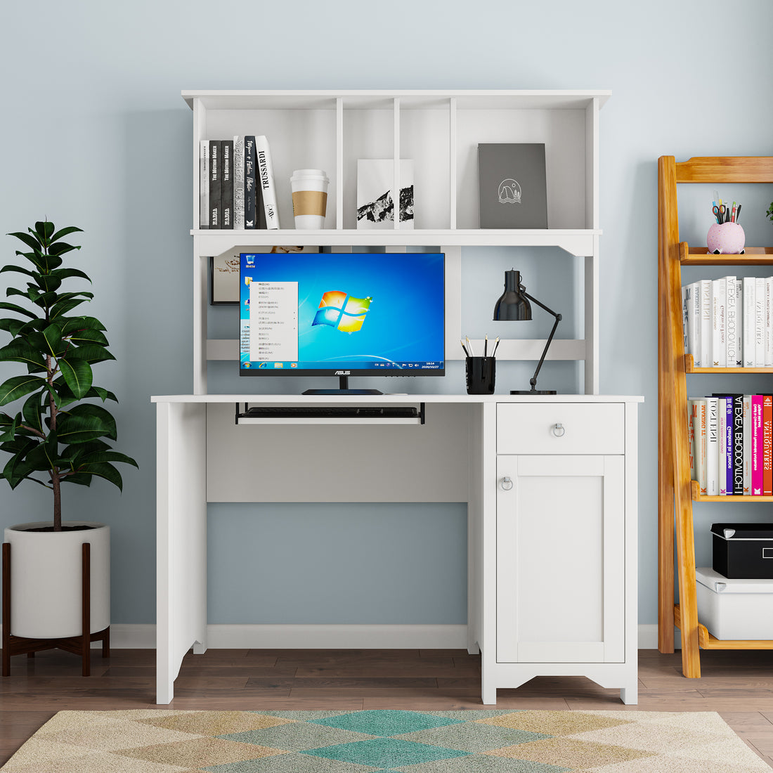 Home Office Computer Desk White Particle Board Mdf