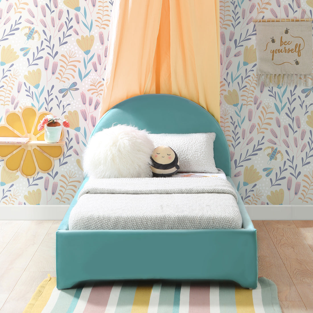 Uma Toddler Bed In Sea Foam Seafoam Fabric