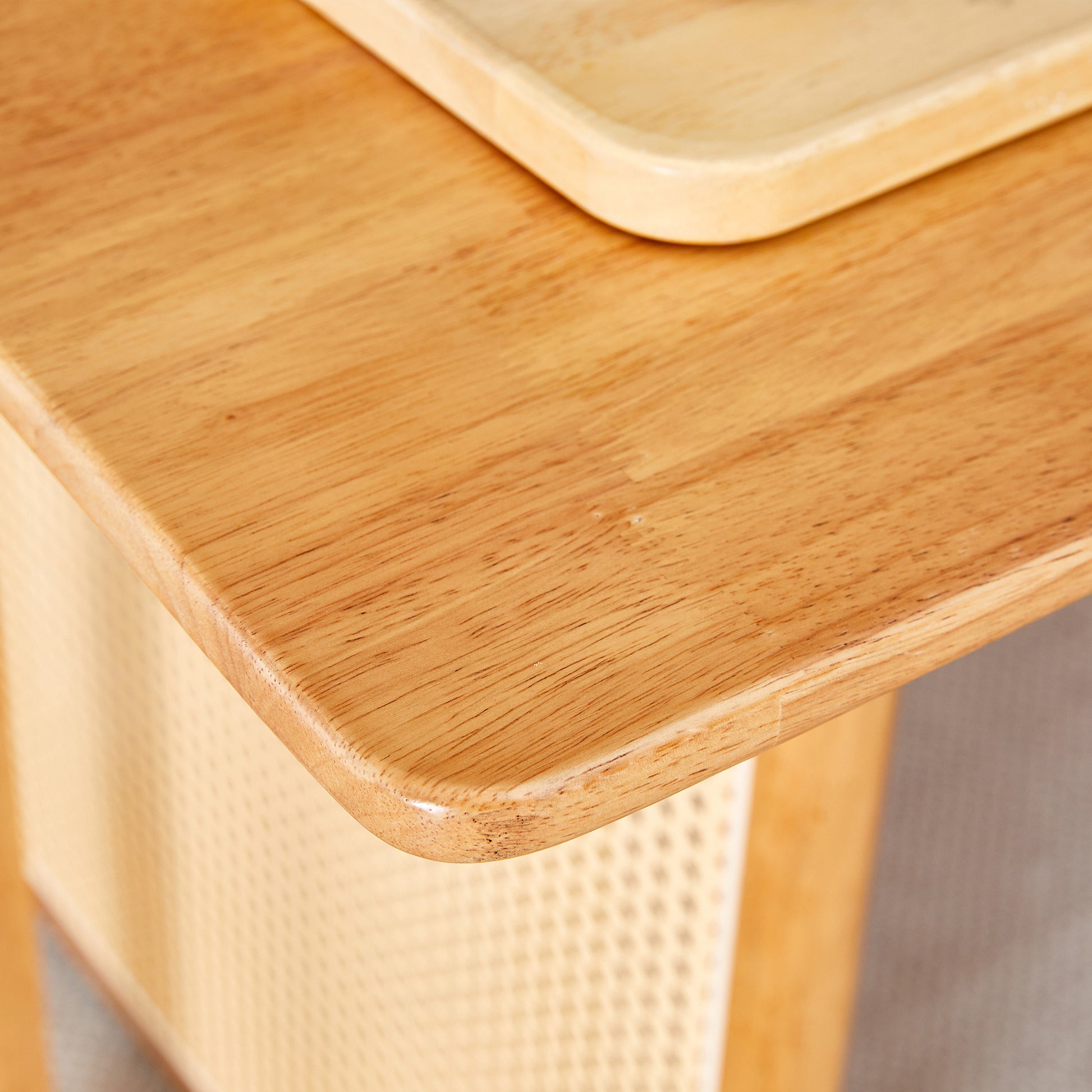 Table And Chair Set, Ancient Style Solid Wood Dining Table, Imitation Rattan Table Legs, Beautiful Simple Solid Wood Dining Chair, Perfect For Dinner, Meetings, Home And Office Decoration Wood Rubber Wood