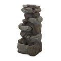 Apache 4 Tier Fountain, Candler Outdoor Fountain, Stone Gray, No Assembly Required Stone Gray Polyresin