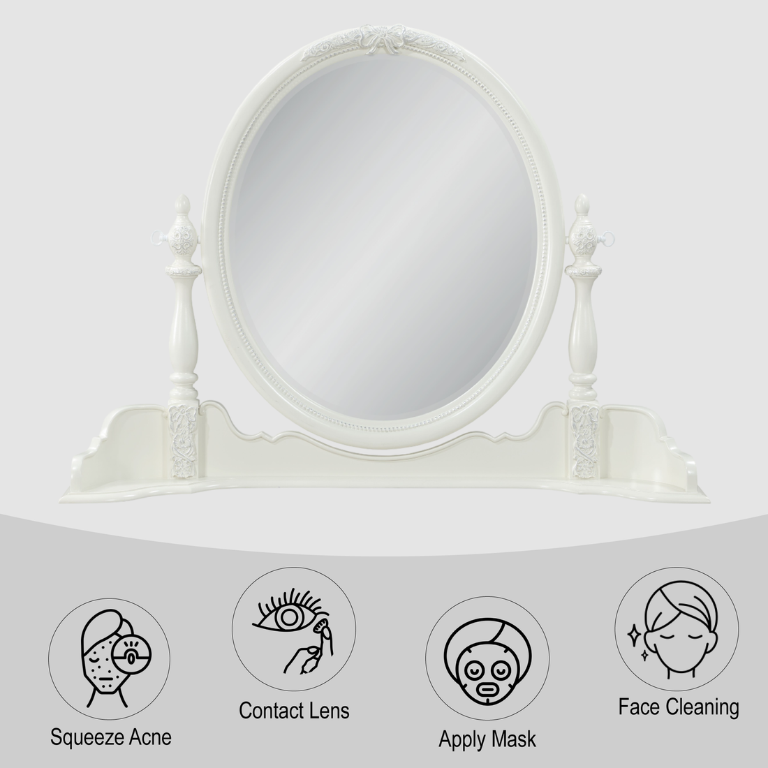 Dorothy Mirror, Ivory Finish Bd02268 Ivory Wood