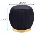 Black And Gold Round Tufted Ottoman Black Gold Velvet Wood Primary Living Space Backless Solid Black Luxury Round Armless Fabric Metal