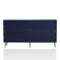 Modern Lacquered 4 Door Wooden Cabinet Sideboard Buffet Server Cabinet Storage Cabinet, For Living Room, Entryway, Hallway, Office, Kitchen And Dining Room, Navy Blue Lacquered Navy Blue Adjustable Shelves Engineered Wood