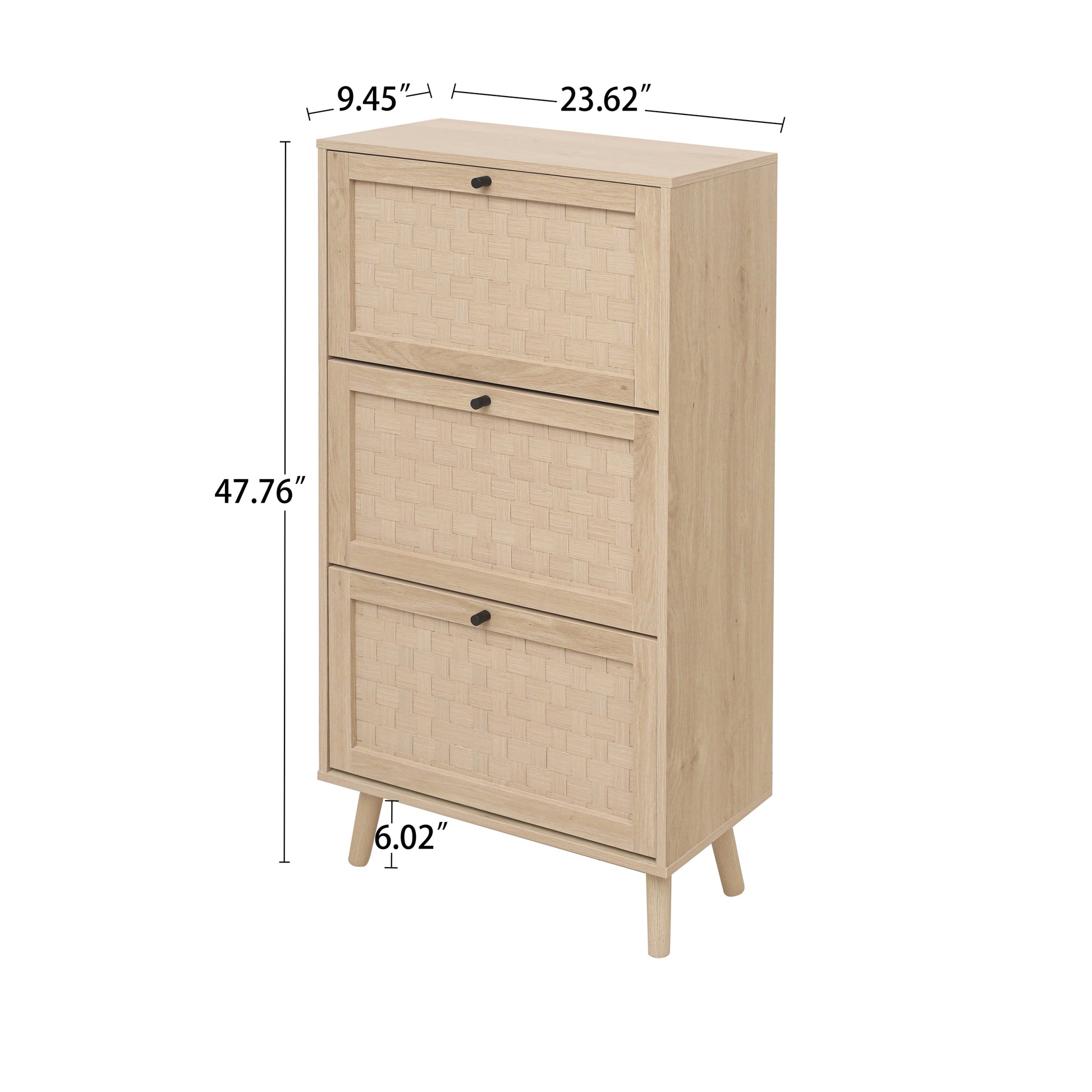 3 Door Shoe Rack, Freestanding Modern Shoe Storage Cabinet, For Entryway Natural Mdf