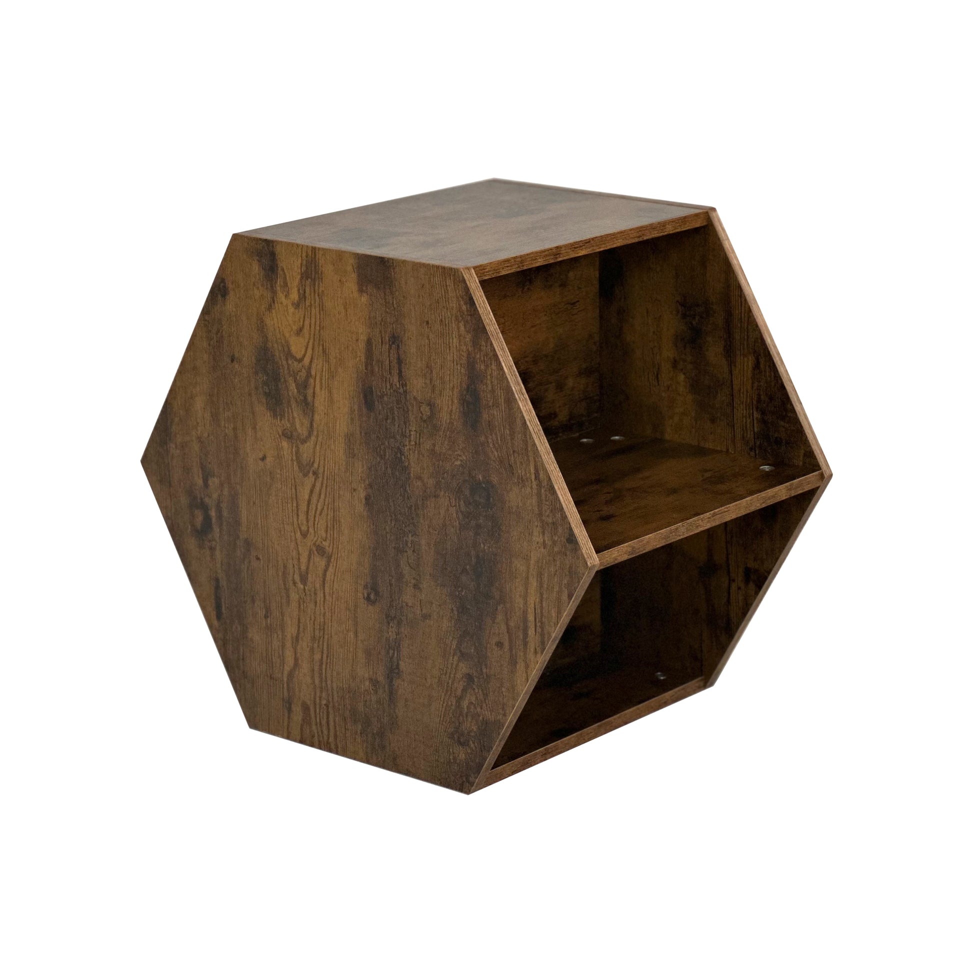 47.24'' Hexagonal Coffee Table Side Table Nightstand Antique Wood 2Pcs Antique Brown Mdf