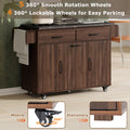 K&K Kitchen Island With Trash Can Storage Cabinet, Kitchen Cart With Drop Leaf, Spice Rack, Towel Rack And Drawer, Rolling Kitchen Island On Wheels With Adjustable Shelf, Walnut Brown Walnut Brown