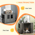 Pawhut Dog Crate Furniture, Wooden End Table Furniture With Lockable Magnetic Doors, Extra Large Size Pet Kennel Indoor Animal Cage, Gray Gray Particle Board