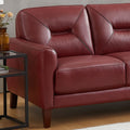 Mavis Leather Sofa Red Memory Foam Genuine Leather 3 Seat