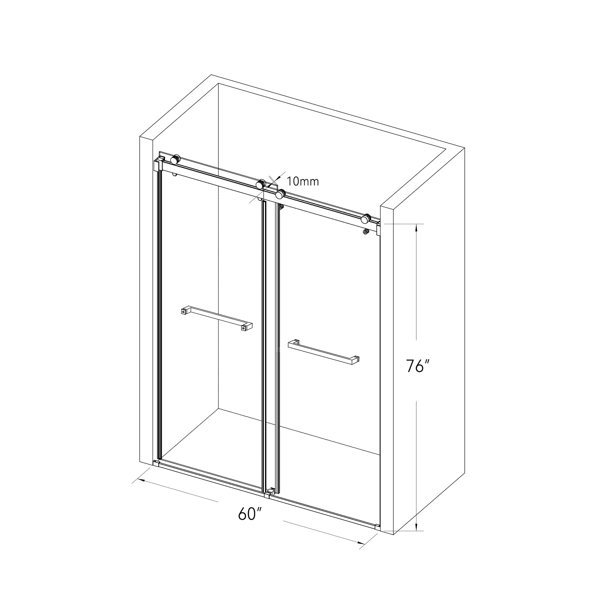 56 60 In. W X 77 In. H Sliding Frameless Soft Close Shower Door With Premium 3 8 Inch 10Mm Thick Tampered Glass In Brushed Nickel 03A42 6076 Brushed Nickel Bathroom Art Deco,Contemporary Aluminium Alloy