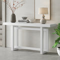 Contemporary Console Table With Wood Top, Extra Long Entryway Table For Entryway, Hallway, Living Room, Foyer, Corridor White Solid Wood Mdf