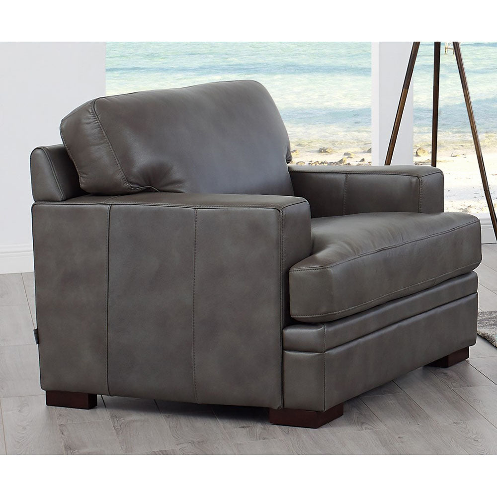 Georgia Leather Chair Light Gray Down Filling Genuine Leather