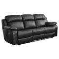 Leather Reclining Sofa With Center Drop Down Cup Holder, Black Black Leather