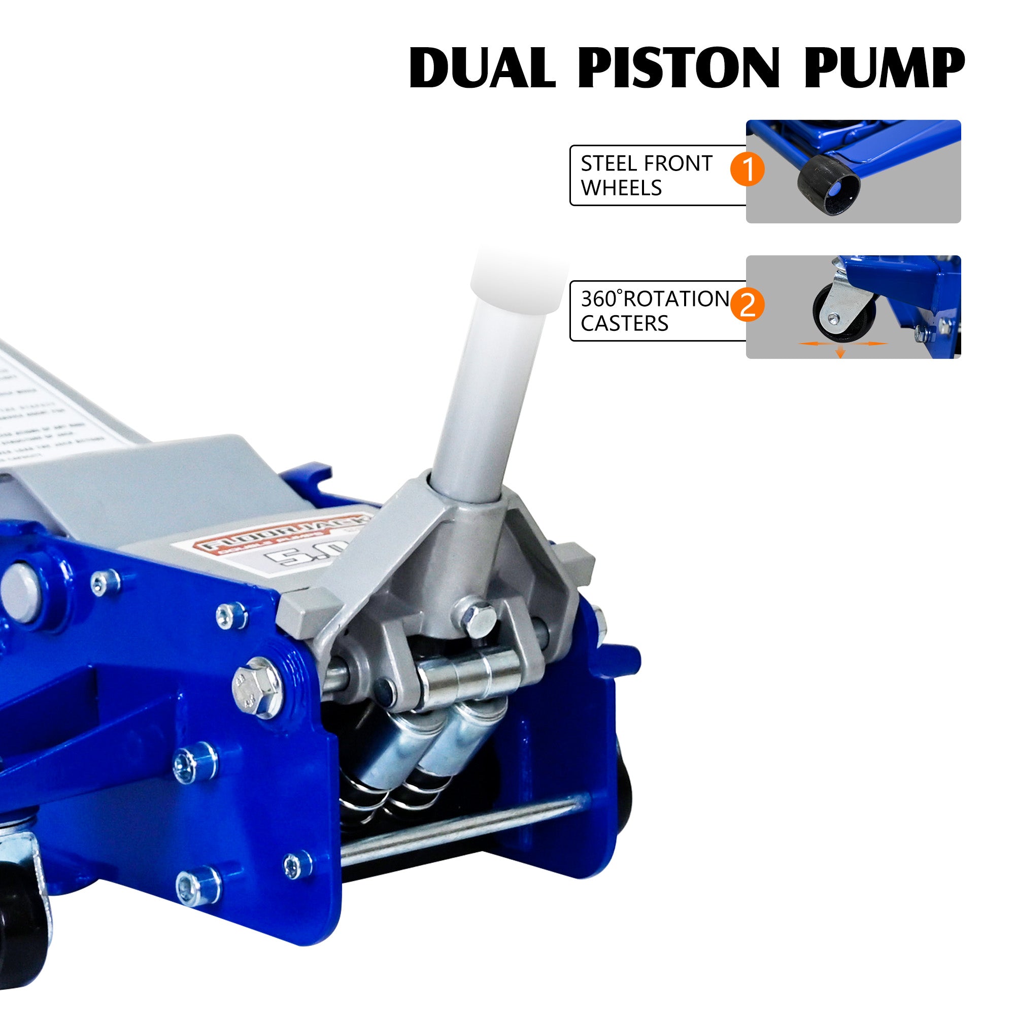 Maxority 5-Ton Low Profile Hydraulic Floor Jack – Heavy-Duty Steel With Dual Pistons – 11,000 Lb Capacity