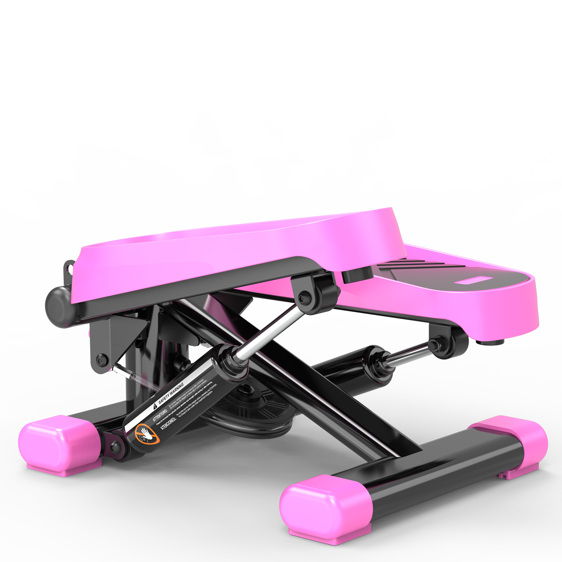 Home Office Exercise 330Lbs Capacity Mini Stepper With Resistance Bands And Lcd Monitor Pink Black Steel