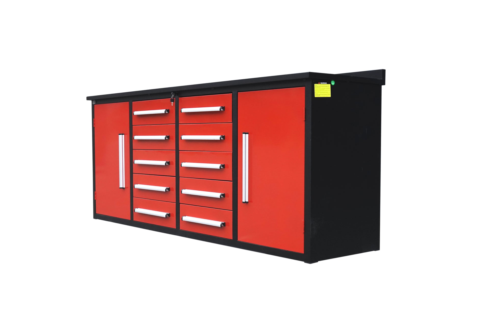 7' Storage Cabinets With Workbench 10 Drawers & 2 Cabinets Red Steel