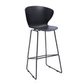 Kivi 30 Inch Set Of 2 Barstool Chairs, Metal, Curved Black Polypropylene Black Metal