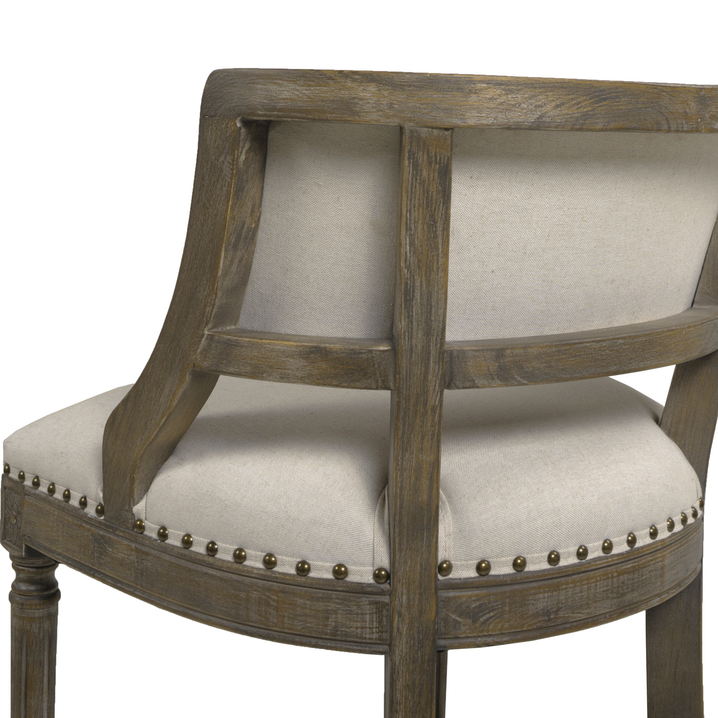 Paris 26.5 Farmhouse Counter Height Bar Stool With Backrest, Light Beige Linen Beige Foam Linen