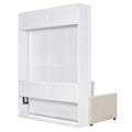 Queen Size Murphy Bed Wall Bed With Cushion, White Queen White Mdf Lvl