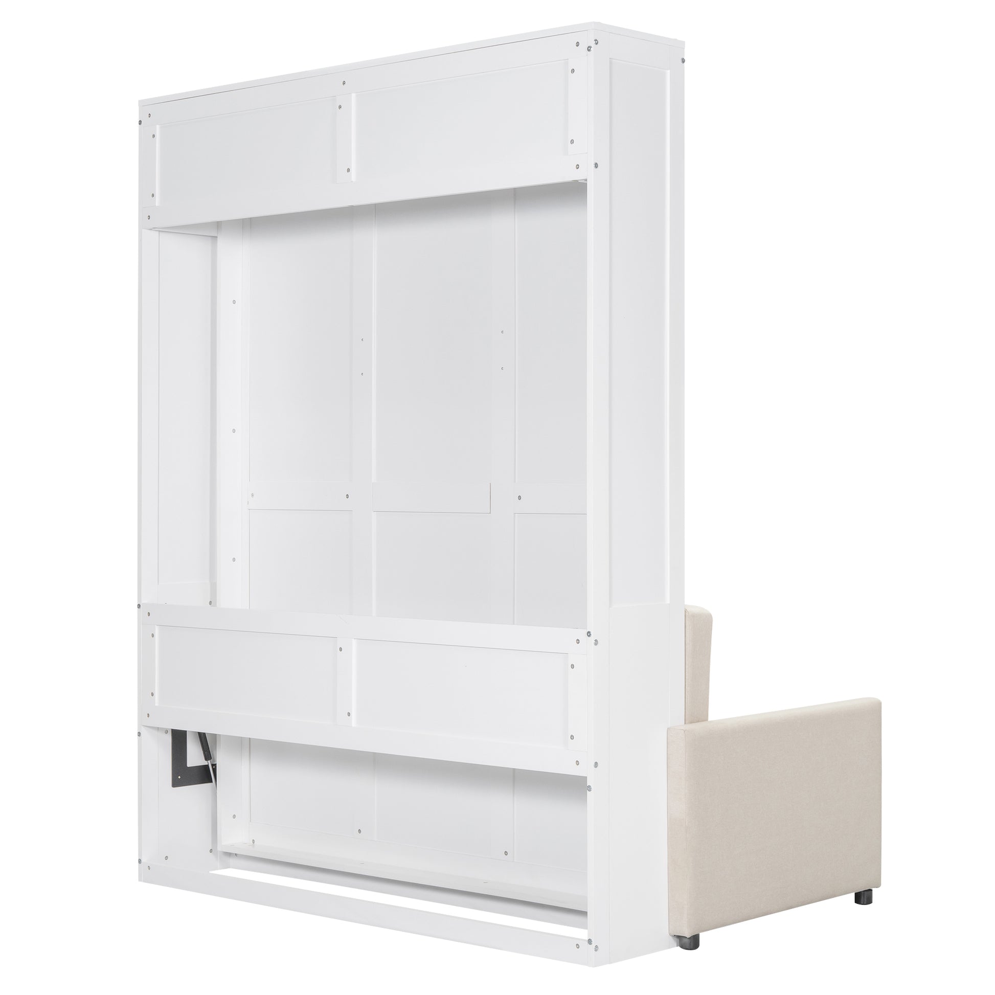 Queen Size Murphy Bed Wall Bed With Cushion, White Queen White Mdf Lvl