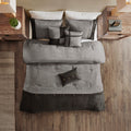 7 Piece Faux Suede Comforter Set Grey King King Grey Polyester