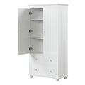 Tall Storage Cabinet With Three Drawers For Bathroom Office, White White Mdf