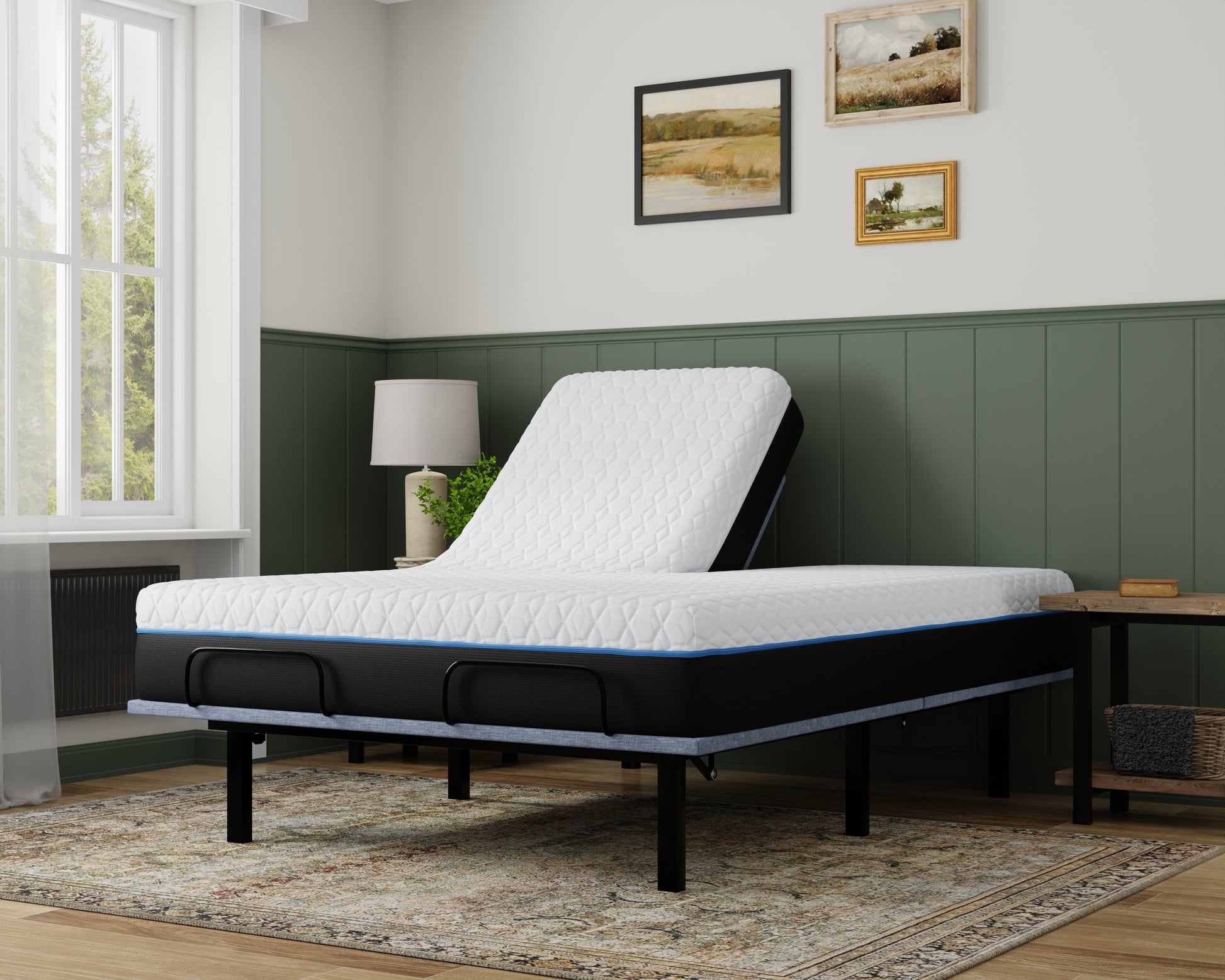 Copper Lux 12" Split Top King Soft Memory Foam Mattress With Phase Change Cooling Fabric White Gray Foam Split Top King