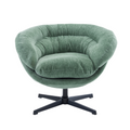 Comfy Chenille Upholstered 360 Swivel Club Chair Accent Chair With Removable Cushion, Round Office Chair With Black Metal Base, Cotton Material, Living Room, Bedroom, Reading Corner, Office Green