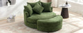 Orisfur. 360 Swivel Accent Barrel Chair With Storage Ottoman & 4 Pillows, Modern Chenille Leisure Chair Round Accent For Living Room, Green Green Foam Chenille