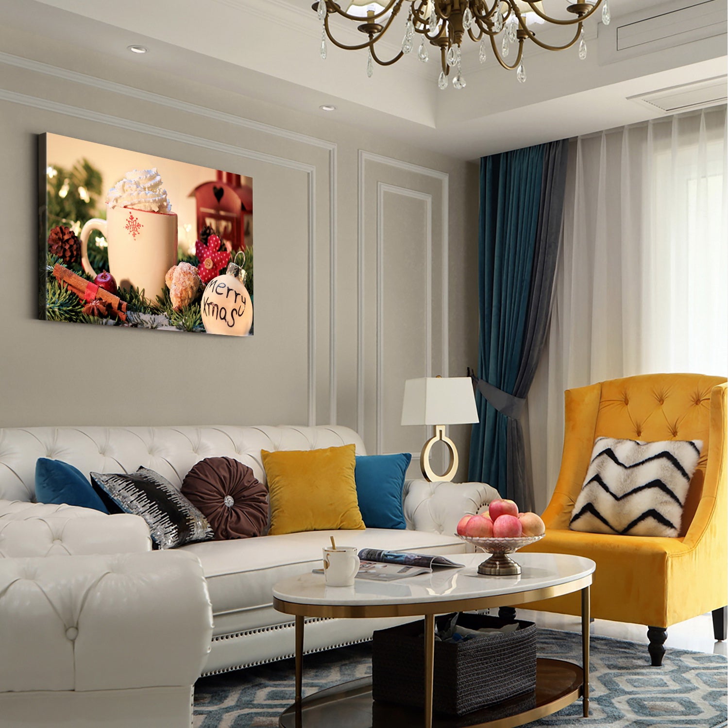 1Pcs Drop Ping Christmas Winter Wall Art Festival Paintings Decorations Party Picutres Gift Poster For Home Wall Decor Framed 4832In Thickness 1.5Inch Rectangle Framed Multicolor Christmas Oversized