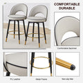 360 Rotatable Bar Chair.Modern Pu Comfortable Upholstered Bar Chair With Smooth And Beautiful Metal Legs For Dining Room, Kitchen, Terrace And Guest Office Chair . Gray Bar Stools Set Of 2 Pu