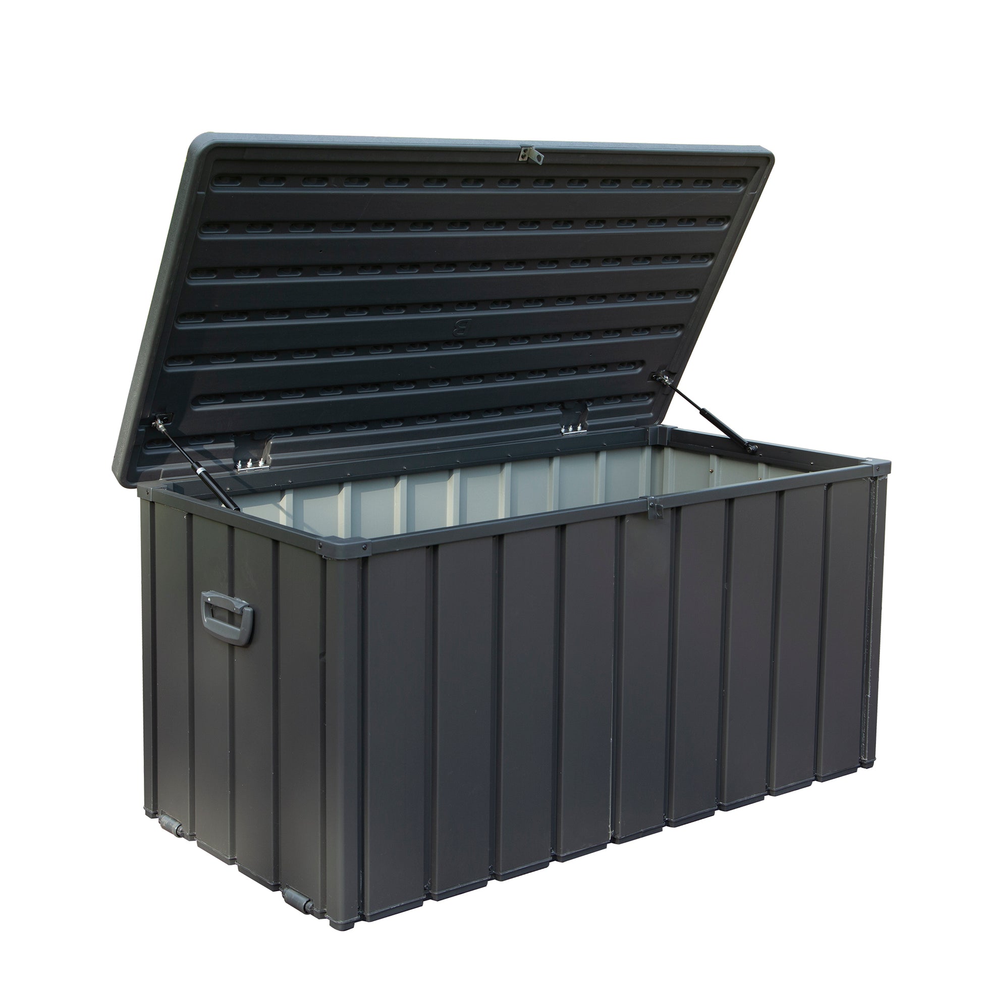 120 Gallon Outdoor Storage Deck Box Waterproof, Large Patio Storage Bin For Outside Cushions, Throw Pillows, Garden Tools, Lockable Dark Gray Dark Gray Steel