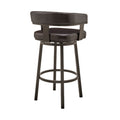 Swivel Counter Barstool With Curved Open Back And Metal Legs, Dark Brown Brown Metal