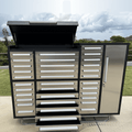 7Ft Storage Cabinet 35 Drawers & 1 Cabinet Silver Steel