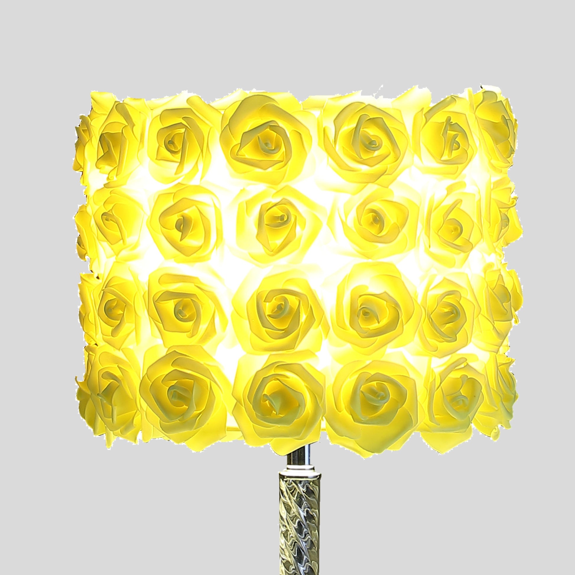 18.25" Yellow Roses In Bloom Acrylic Metal Table Lamp Multicolor Metal