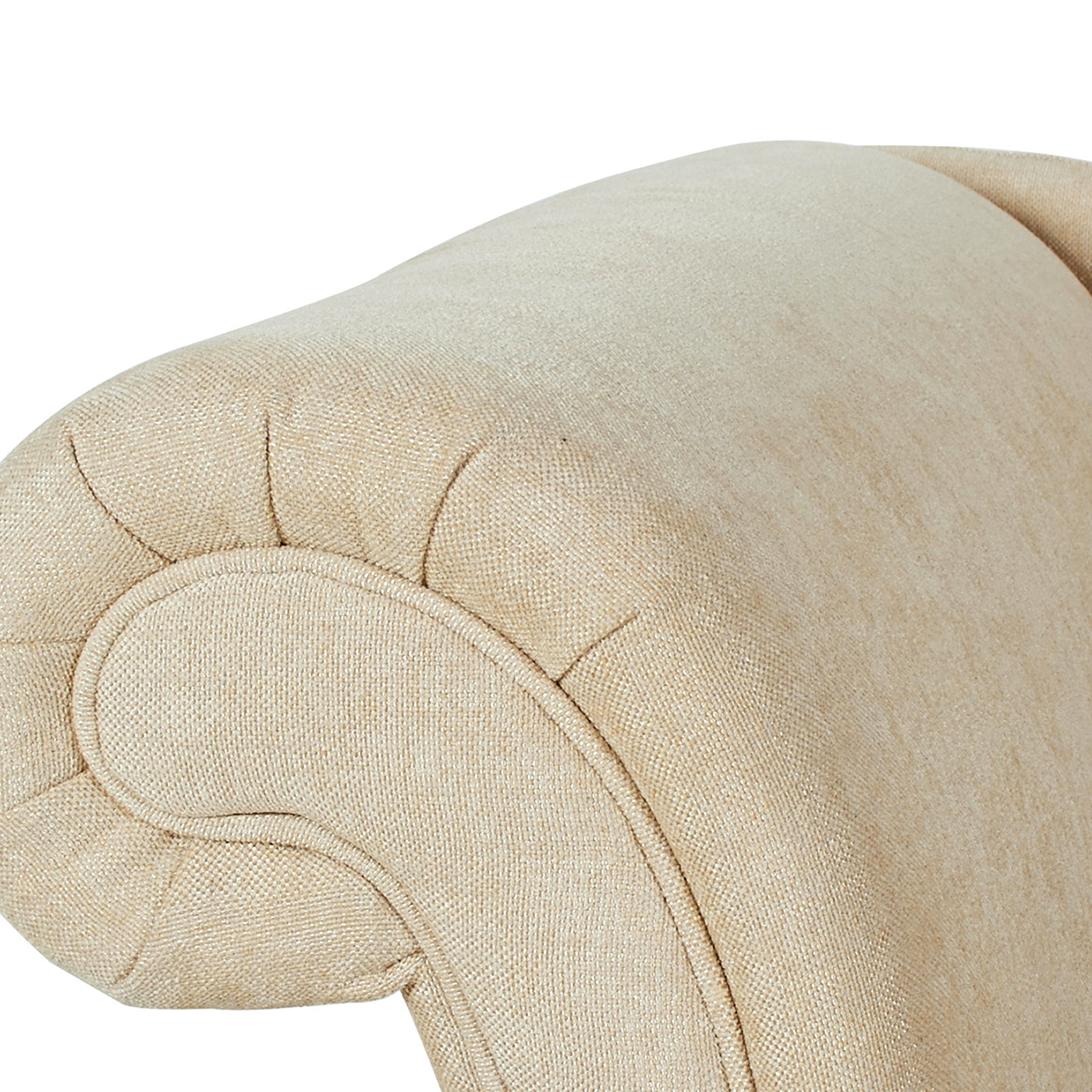 Harrison Tufted Roll Arm Chaise Lounge, Beige Chenille Beige Foam Chenille