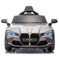 Bmw M4 12V Kids Ride On Painting Toy Car 2.4G W Parents Remote Control,Three Speed Adjustable,Power Display, Usb,Mp3 ,Bluetooth,Led Light,Story,A Handle With Wheels And A Pull, Easy To Carry Silver Polypropylene