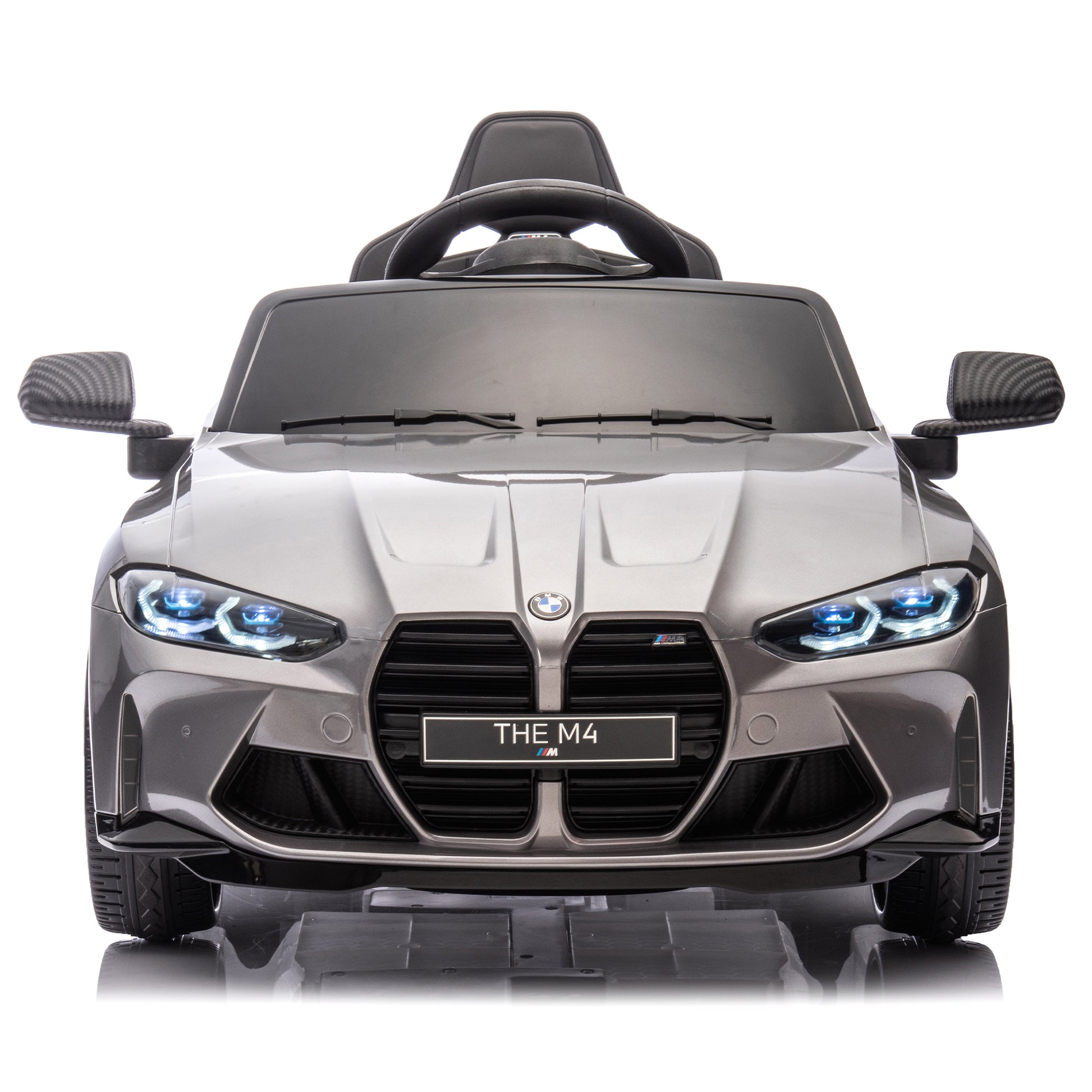 Bmw M4 12V Kids Ride On Painting Toy Car 2.4G W Parents Remote Control,Three Speed Adjustable,Power Display, Usb,Mp3 ,Bluetooth,Led Light,Story,A Handle With Wheels And A Pull, Easy To Carry Silver Polypropylene