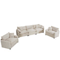Luxurious And Sophisticated Sofa Set With Soft Cushions And Pillows, 3 Pieces Sofa Set Consisting Of Two Single Sofas And A 3 Seater Sofa In Light Beige Corduroy Fabric Beige Corduroy 5 Seat