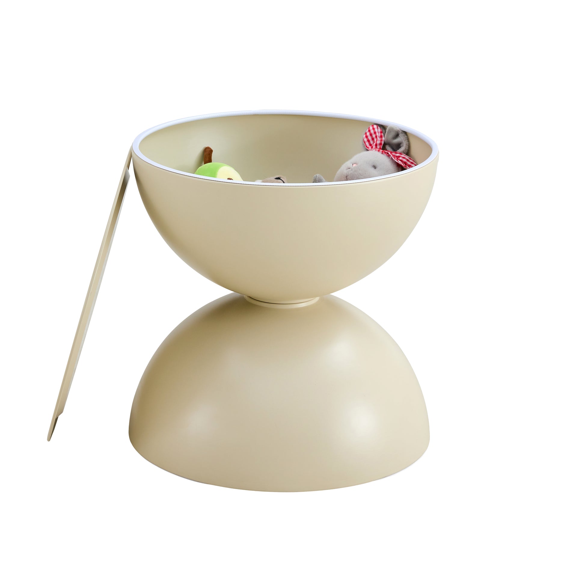 Milk White Coffee Round Tables With Storge Movable Table Top Multifunctional End Side Table Milk White Primary Living Space Casual,Cute,Modern Freestanding Round Coffee & End Tables Round Metal