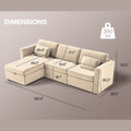 Modern Velvet U Shape Sectional Sofa, Oversized Upholstery Sectional Sofa, Chaise Couch With Storage Ottomans For Living Room Loft Apartment Office White 4 Seats Wood Primary Living Space Medium Duty Pine 4 Seat White Velvet Medium Soft Cushion Back