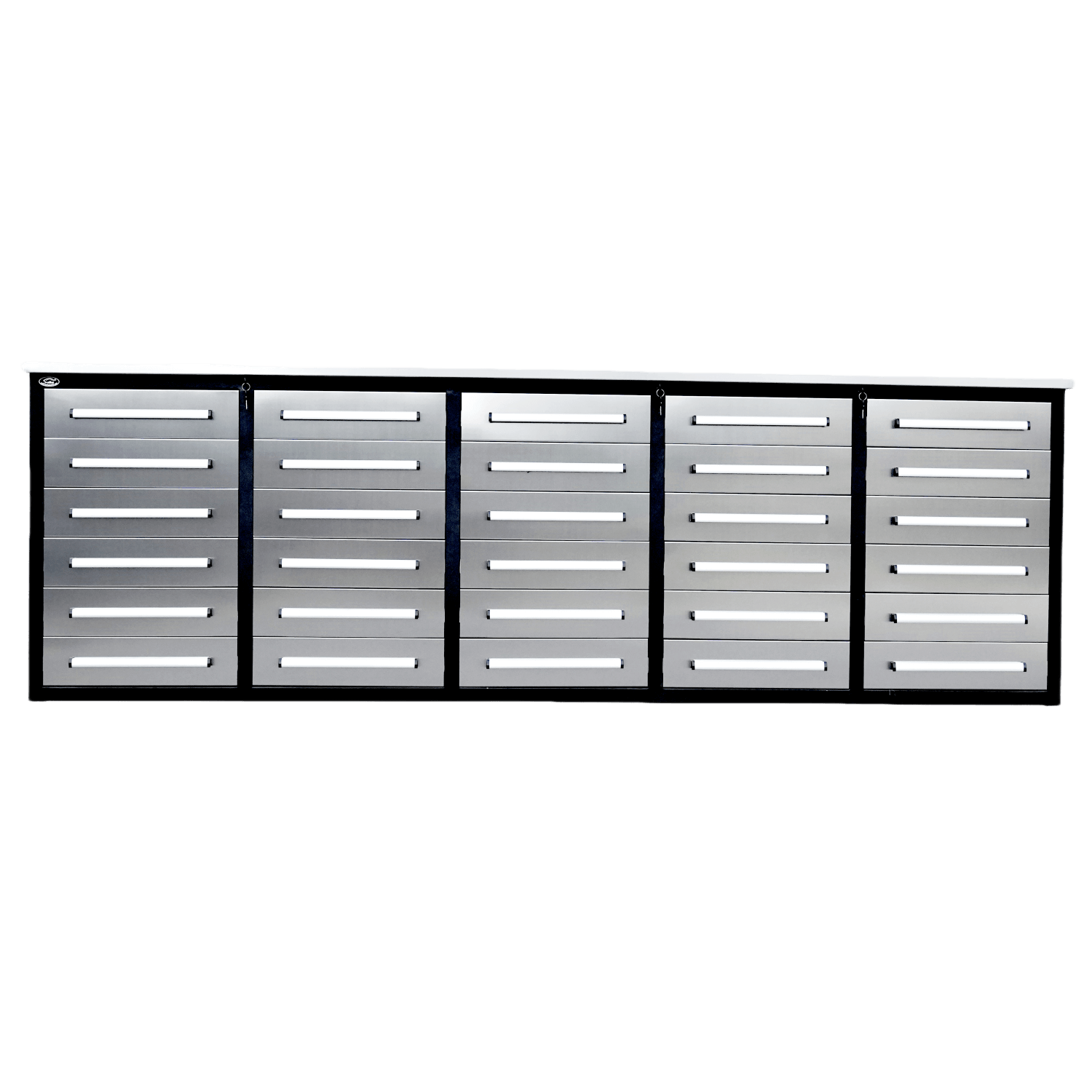 10Ft Storage Cabinet With 30 Drawers Silver Steel