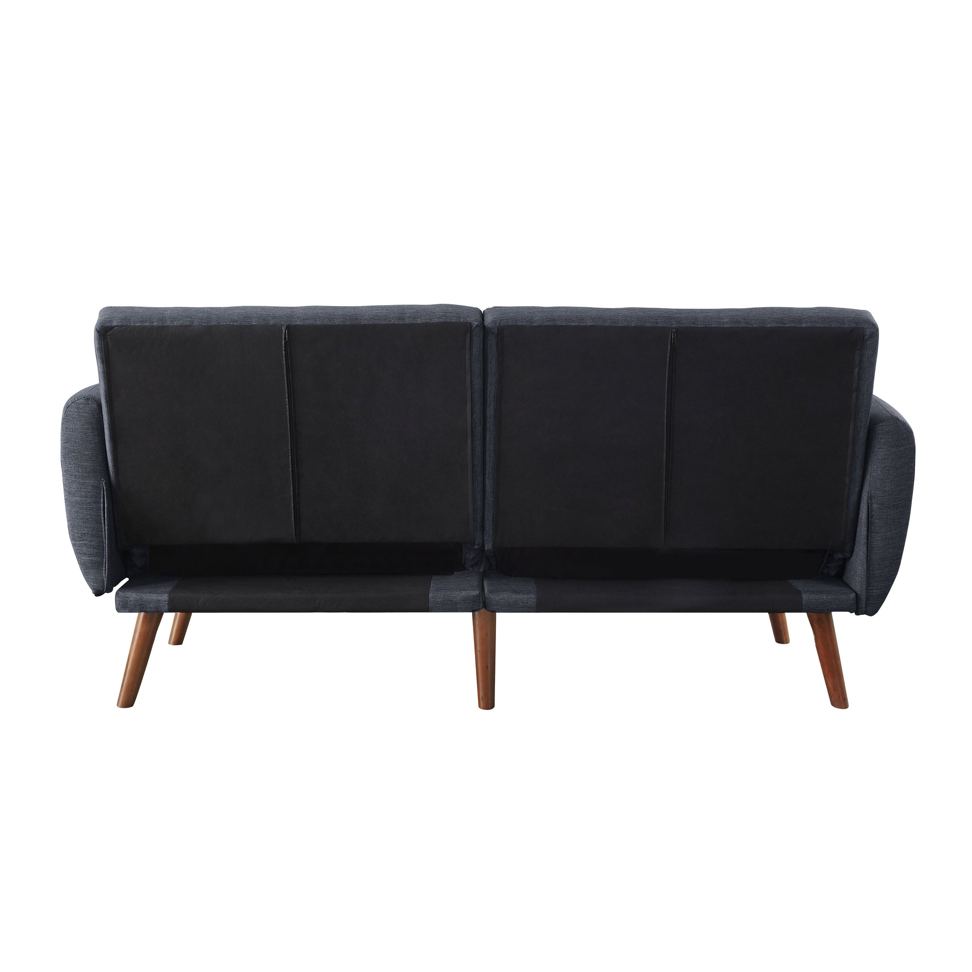 Grey And Walnut Upholstered Adjustable Sofa Grey Linen Wood Primary Living Space Split Back Modern Eucalyptus Foam Linen 2 Seat